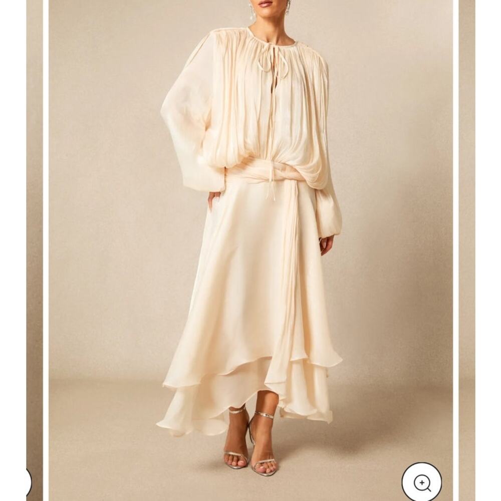 Sunfere Cream Midi Dress - Size Small - Excellent Condition